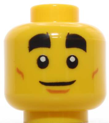 #ad Lego 2x Minifig Head Dual Sided Thick Black Brows Black Sunglasses Smile
