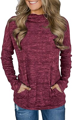 #ad Unidear Womens Casual Long Sleeve Cozy High Neck Solid Sweatshirt with Pocket