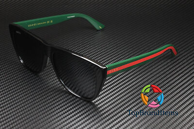 #ad GUCCI GG0926S 001 Squared Black Shiny Solid Grey 57 mm Men#x27;s Sunglasses