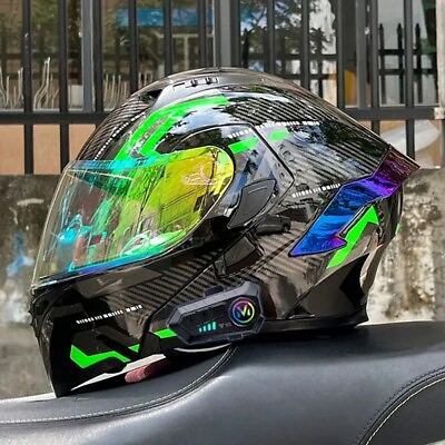 #ad Bluetooth Modular Motorcycle Helmet Racing Flip Up Double Lens Motorbike Helmet