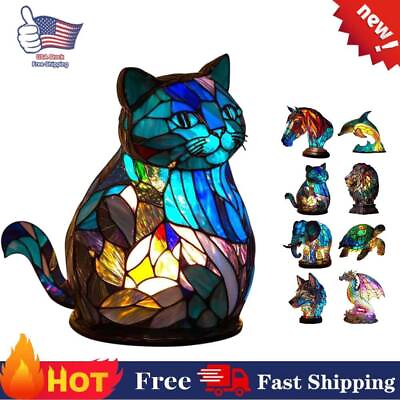 #ad Colorful Animal Table Lamp Stained Night Light Resin Animal Desk Lamp 2024 HOT