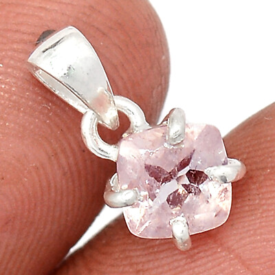 #ad Faceted Natural Morganite Madagascar 925 Silver Pendant Jewelry CP23555