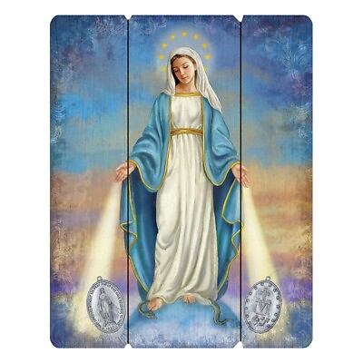 #ad Our Lady of The Miraculous Medal Pallet Sign Miraculous Medal Wall Decor