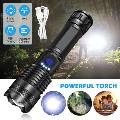 #ad 1200000LM LED Flashlight Tactical Light Super Bright Torch USB Rechargeable Lamp