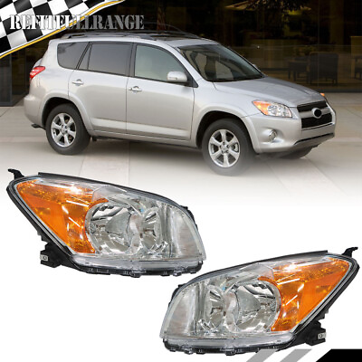 #ad Pair Headlights For 2009 2010 11 12 Toyota RAV4 RHamp;LH Chrome Headlamps Halogen