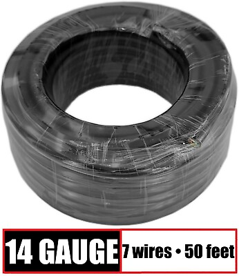 #ad 14 Gauge 7 Way Conductor RV Trailer Wire Cable Wiring Insulated 50 Feet 14 7