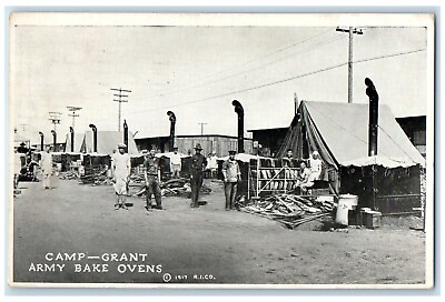 #ad 1910 Camp Grant Army Bake Ovens Rockford Illinois IL Military Antique Postcard