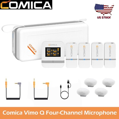 #ad US Comica Vimo Q 4 Channel Wireless Lavalier Microphone System Charging Case