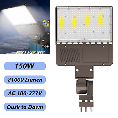 #ad 150W Outdoor Parking Lot LED Shoebox Light Dusk to Dawn Security Flood Wall Lamp $119.06