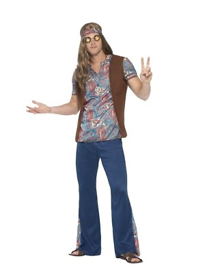 #ad Smiffys Orion the Hippie Costume Blue Size M