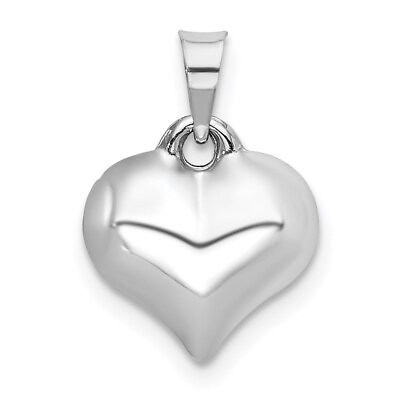 #ad 14K White 3 D Puffed Heart Pendant Bracelet Necklace