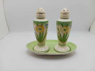 #ad Vintage Carlton Ware England MCM Ceramic Salt And Pepper Shakers Dish Japan