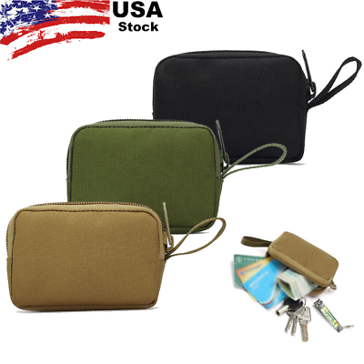 #ad Tactical Keychain Pouch Molle Bag Wallet with Buckle for Earphone Coin Card Key $5.99