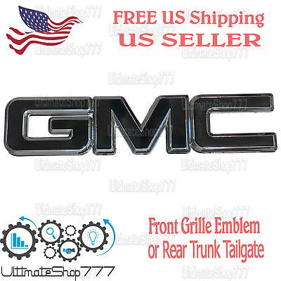 #ad GMC BLACK SILVER Front Grille Emblem for 1999 2007 GMC Sierra 1500 2500