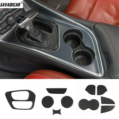 #ad 10x Car Gear Shift Box amp; Rear Cup Mats Pad Cover Trim for Dodge Challenger 2015