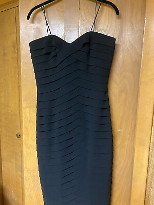 #ad Carmen Marc Valvo Wonens Black Strapless Cocktail Dress Size 10