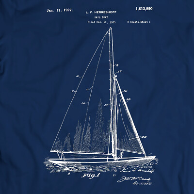 #ad Herreshoff Sailboat Patent 1881 T Shirt Mens Gift Idea Sailing Tee Holiday Gift