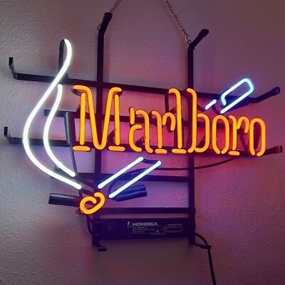 #ad Marlboro Cigarettes Smoke 17quot;x14quot; Neon Sign Light Lamp Bar Open Wall Decor