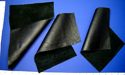 #ad Leather Remnants 3 pcs garment grade black genuine leather for DIY projects 8mm $12.55