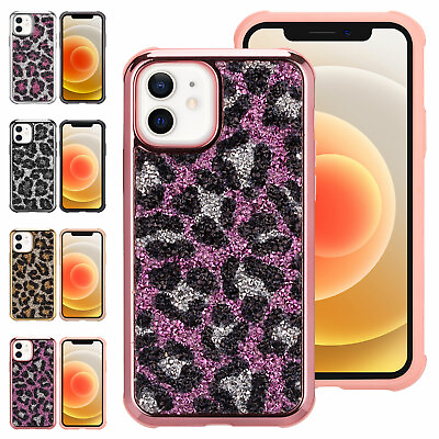 #ad Bling Diamond Leopard Pattern Phone Case For iPhone 13 Pro Max 12 11 XR XS 8 7 6