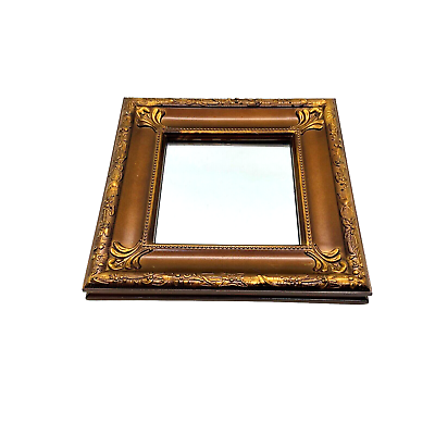 #ad Melannco Ornate Mirror Brown Copper 7 3 4quot; Square Retro Wood Decorative Accent $23.97