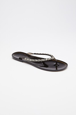 #ad StyleNAttitude Crystal Swarovski Flip Flop Black Size 38 US 7 Menghi $95.00