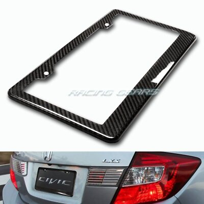 #ad 100% Type 1 Real Carbon Fiber Weave License Plate Holder Cover Frame Universal