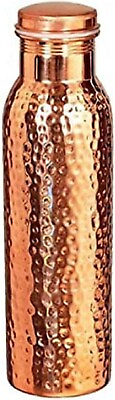 #ad 100% Pure Copper Water Bottle Hemmered Handmade For Health Benefits