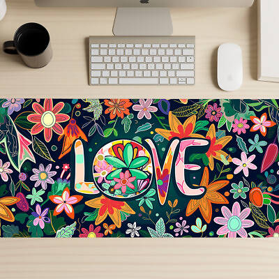 #ad 70s Hippie Love Gaming Mouse Pad Psychedelic Mousepad Retro Extended Deskmat