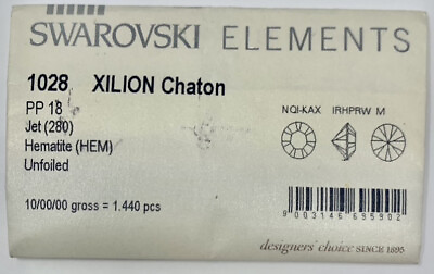 #ad 1440 Swarovski 1028 18pp Jet Hematite Xilion Chaton Rhinestones Sealed