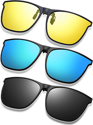 #ad 3 Pair Oversize Polarized Clip on Sunglasses Large Anti glare TR90 Frame Lightwe