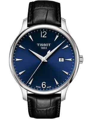 #ad *BRAND NEW* TISSOT Classic Blue Dial Leather Strap Men#x27;s Watch T0636101604700