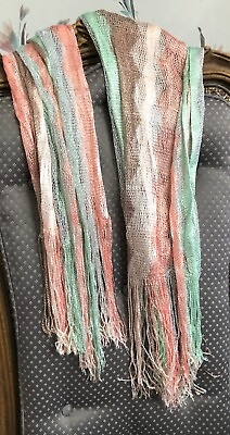 #ad Pastel Fall Colors 72quot; Scarf Slightly Metallic and Shimmery Preowned