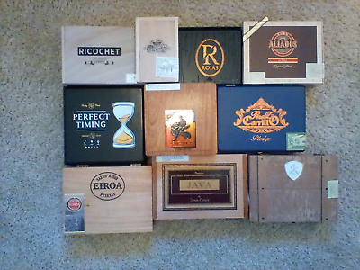 #ad Lot of 10 Cigar Boxes Empty Assorted Shapes and Size 10