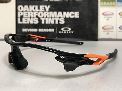 #ad Oakley AF Radarlock Polished Black w Black Icons Orange Accents SKU# 9206 16 $124.95