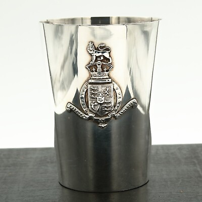 #ad Elkington Silver Plate Beaker with Crest for Kings College London England 1883