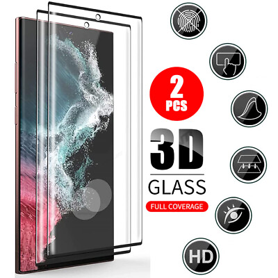 #ad 2 Pack Tempered Glass Screen Protector For Samsung Galaxy S23 S22 S21 S20 S10