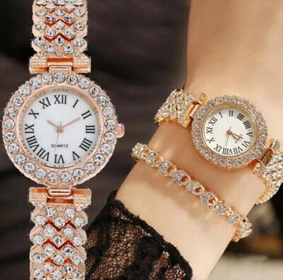 #ad Bracelet Watch Wrist Quartz Watch Analogue Sliver Rose Gold Gifts Ladies Women