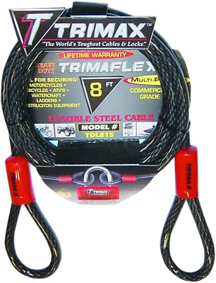 #ad Trimax Trimaflex Max Security Braided Cable Dual Loop Cable 8ft. x 15mm TDL815