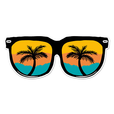 #ad Palm Trees Beach Glasses Vinyl Decal Sticker ebn8696