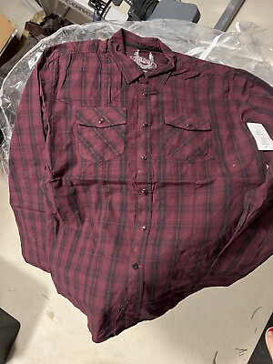 #ad Brody Men#x27;s Lightweight Long Sleeve Red Plaid Button amp; Snap Shirt MSRP $39.50
