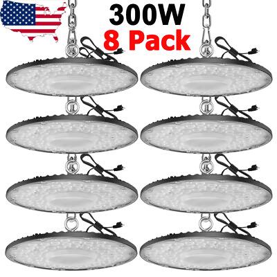 #ad 8 Pack 300W UFO LED High Bay Light Shop Industrial Factory Warehouse Fixtures