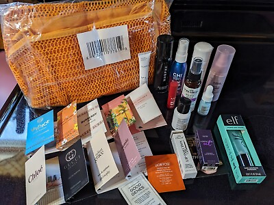 #ad 23 PIECE MIXED LOT Plus Bag with Fragrance Lips Hair Samples amp; Traveling Sizes