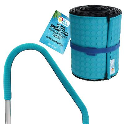 #ad 10ft Pool Handrail Cover with Safety Grip Sleeve amp; Zipper Teal Blue Neoprene