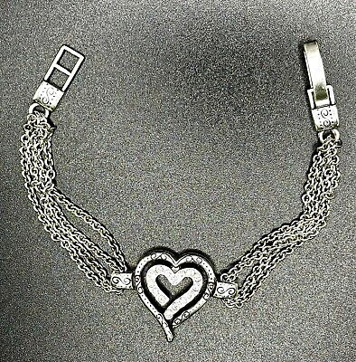 #ad Brighton “Love Struck” Crystal Silver Tone Multi Chain Bracelet