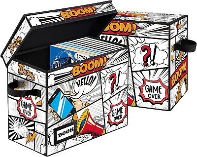 #ad 2 Pack Comic Book Storage Box Collection Comic Protector Organizer