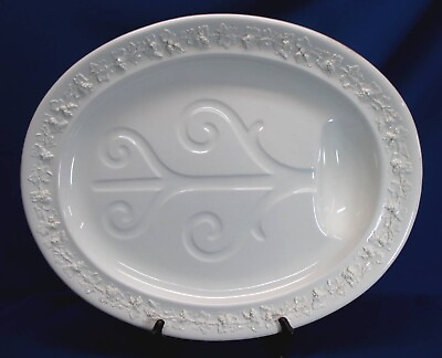 #ad RARE WEDGWOOD QUEENS WARE WHITE ON WHITE WELL amp; TREE PLATTER 20.5quot;W X 17quot;l