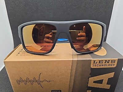 #ad NEW Costa Del Mar TAXMAN Polarized Sunglasses Matte Black Gold Mirror Glass 580G