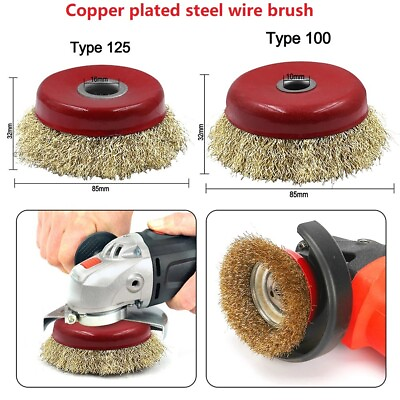 #ad Copper Plated Steel Wire Brush Grinding Wheel Derusting Deburring Polishing Tool