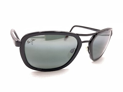 #ad Maui Jim Wanderer MJ 289 02 Black Aviator Sunglasses Gray Lens 58 19 140 Italy